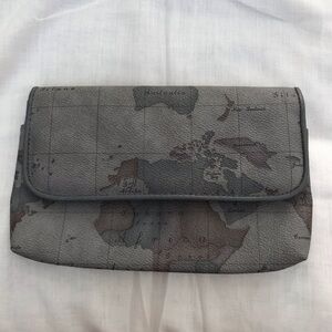 Gray Map Print Clutch